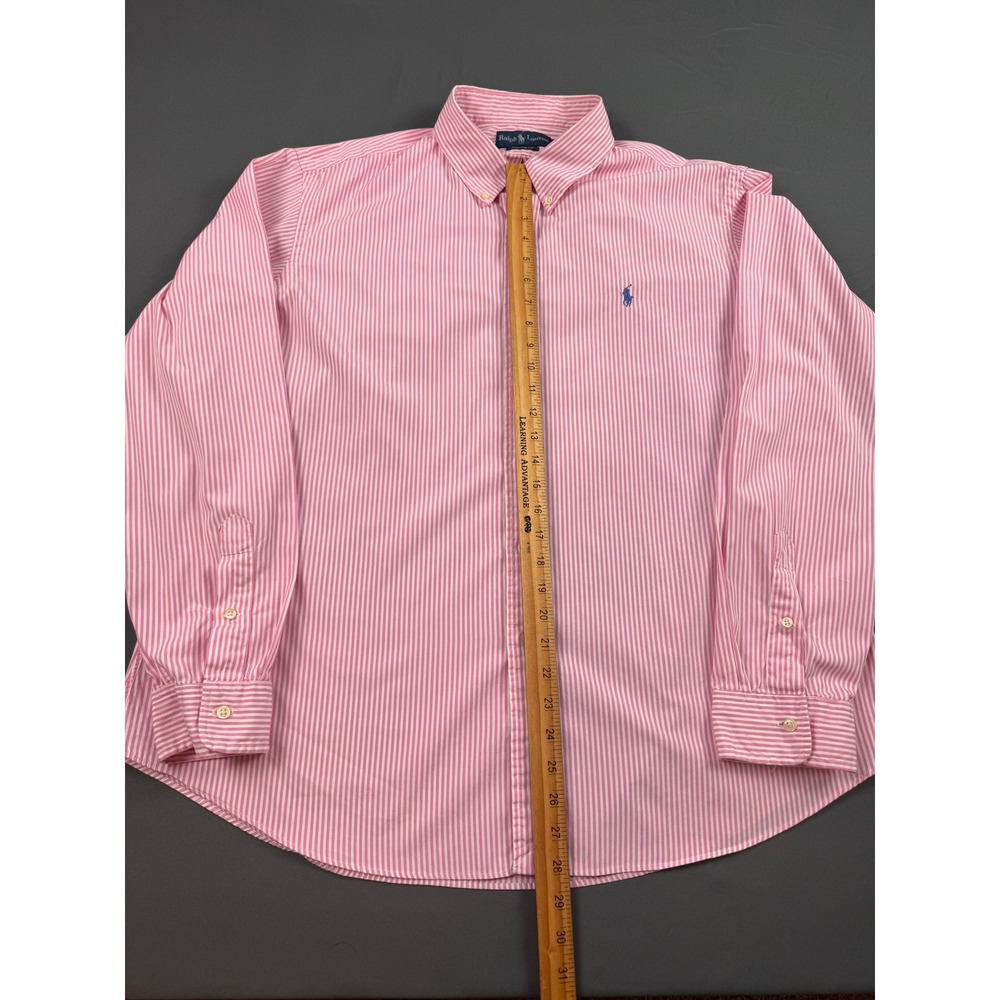 Ralph Lauren Polo XXL Custom Fit Pink White Stripe Cotton Button Down Shirt Mens - Picture 6 of 15